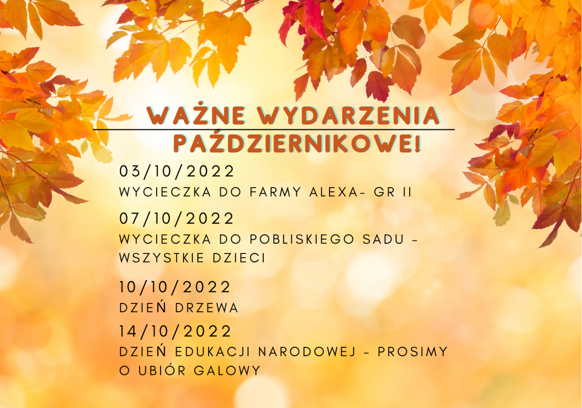Grafika 1: Ważne wydarzenia październikowe