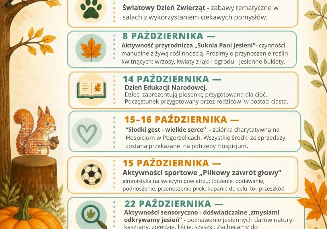 Grafika 1: Kalendarz wydarzeń na miesiąc październik