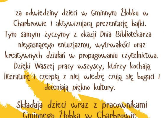 Podziękowanai dla Pani Agaty i Iwony z Biblioteki Publicznej w Wicku za prezentacje aktywizujacej bajki dla dzieci w żłobku