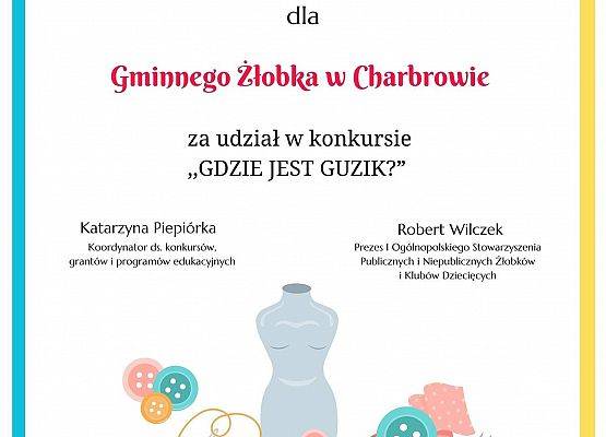 Grafika 14: Wyróżnienie dla żłobka w konkursie " Gdzie jest guzik"