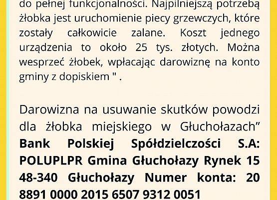 Grafika 2: UWAGA  OGÓLNOPOLSKA ZBIÓRKA DARÓW DLA ŻŁOBKÓW, KTÓRE UCIERPIAŁY W POWODZI!