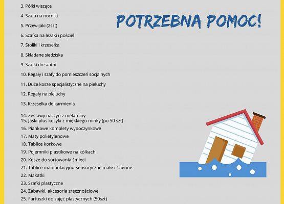 Grafika 3: UWAGA  OGÓLNOPOLSKA ZBIÓRKA DARÓW DLA ŻŁOBKÓW, KTÓRE UCIERPIAŁY W POWODZI!