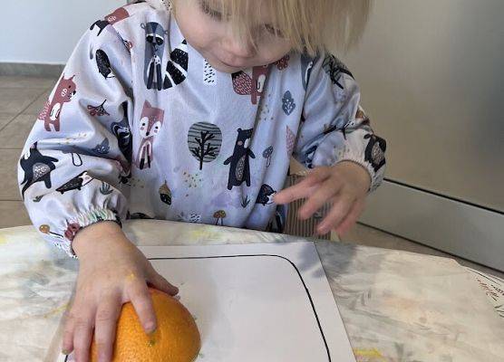 Praca plastyczna stempelkowanie owockami