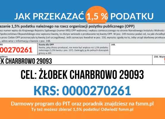 Grafika 2: Przekaż 1,5 % podatku na Gminny Żłobek w Charbrowie