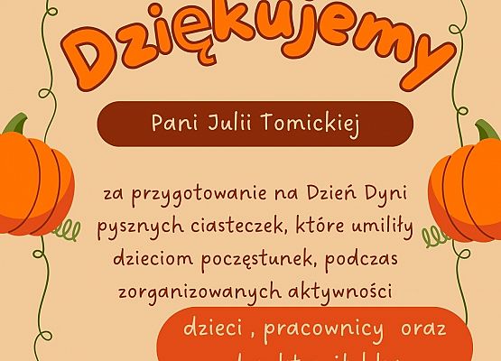 dziękujemy za upieczenie zdrowych ciasteczek na Dzień Dyni